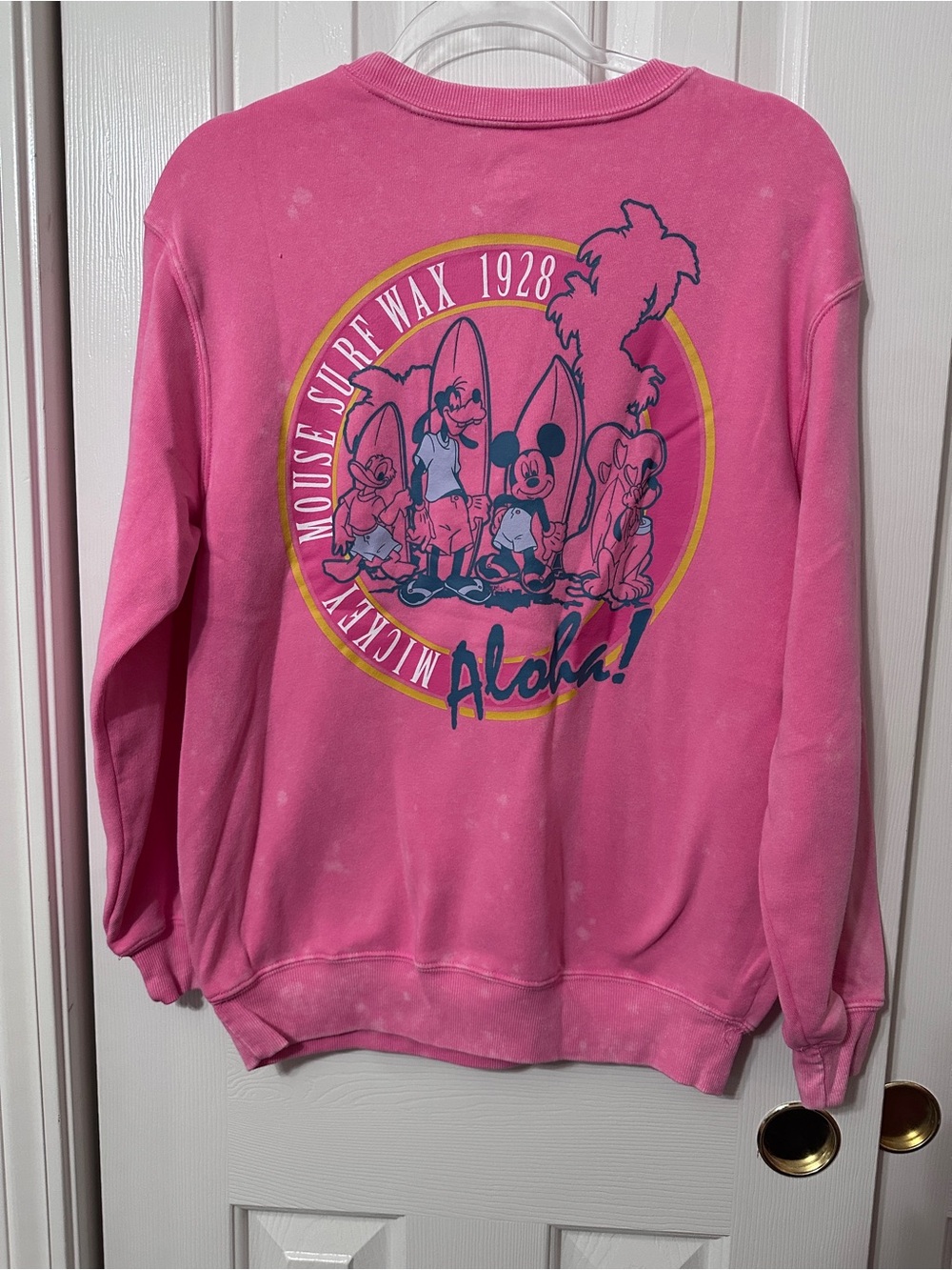 Disney Pink Mickey Aloha Crewneck Sweatshirt